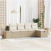 5-delars utesoffa med kuddar i beige polyrotting vidaXL 239 x 117 x 85 cm – miniatyr 1