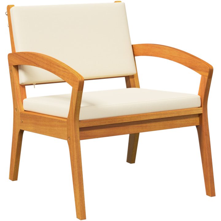 5-delat bistro-set med kuddar i solid akaciaträ vidaXL Stol, 59.5 x 70.5 x 72.5 cm, bord, 45 x 45 x 38 cm – bild 5