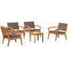 5-delat bistro set med kuddar - Massivt akaciaträ vidaXL Stol: 59.5 x 70.5 x 72.5 cm, bord: 45 x 45 x 38 cm – miniatyr 3