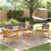 5-delat bistro set med kuddar - Massivt akaciaträ vidaXL Stol: 59.5 x 70.5 x 72.5 cm, bord: 45 x 45 x 38 cm – miniatyr 1