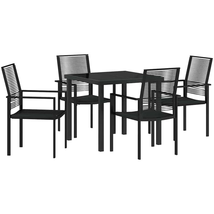 5-delat Set för Trädgårdsmatbord i Svart PVC Rattan vidaXL 80 x 80 x 73 cm – bild 2