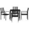 5-delat Set för Trädgårdsmatbord i Svart PVC Rattan vidaXL 80 x 80 x 73 cm – miniatyr 6