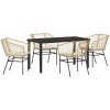 5-delat Set med Trädgårdsmatbord och Kuddar i Brun Poly Rattan. vidaXL 140 x 80 x 73 cm – miniatyr 2