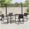 5-delat Set med Trädgårdsmöbler och Kuddar, Svart Poly Rattan vidaXL 140 x 70 x 73 cm – miniatyr 4