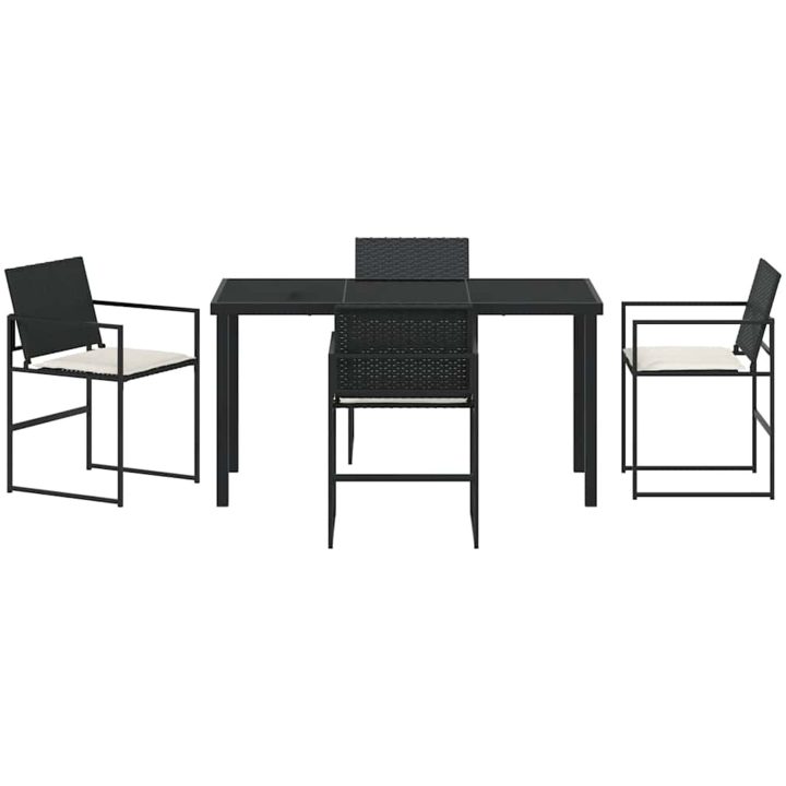 5-delat Set med Trädgårdsmöbler och Kuddar, Svart Poly Rattan vidaXL 140 x 70 x 73 cm – bild 6