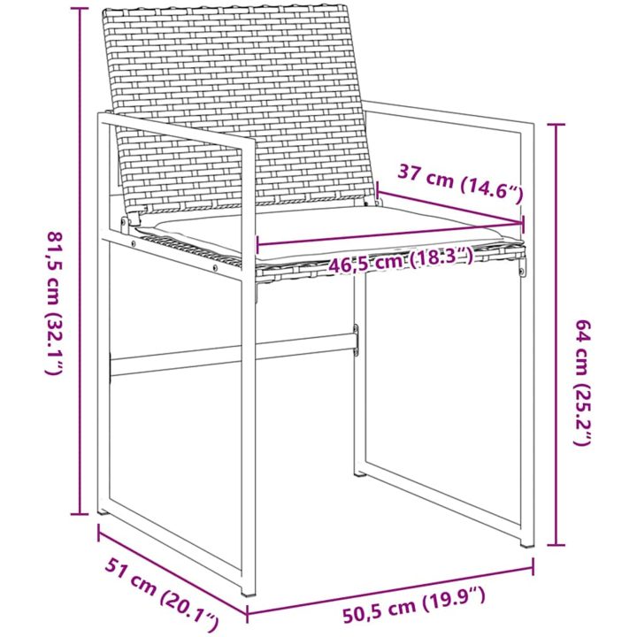 5-delat Set med Trädgårdsmöbler och Kuddar, Svart Poly Rattan vidaXL 140 x 70 x 73 cm – bild 8
