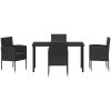5-delat trädgårds matbord med dynor svart poly konstrotting vidaXL 140 x 70 x 73 cm – miniatyr 7
