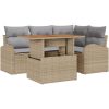 5-delat trädgårds-matbord med kuddar Beige Poly Rottning Akacia vidaXL 100 x 55 x 73 cm – miniatyr 2
