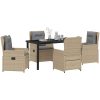 5-delat Trädgårds matbordset Beige Polyrotting vidaXL 4 - Sits, 140 cm bord – miniatyr 3