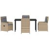5-delat Trädgårds matbordset Beige Polyrotting vidaXL 4 - Sits, 140 cm bord – miniatyr 6