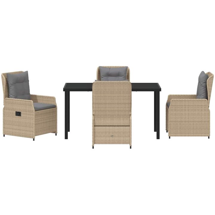 5-delat Trädgårds matbordset Beige Polyrotting vidaXL 4 - Sits, 140 cm bord – bild 6