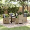 5-delat Trädgårds matbordset Beige Polyrotting vidaXL 4 - Sits, 140 cm bord – miniatyr 1