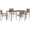 5-delat trädgårds matsalsset grå poly konstrotting vidaXL 4 - Sits – miniatyr 2