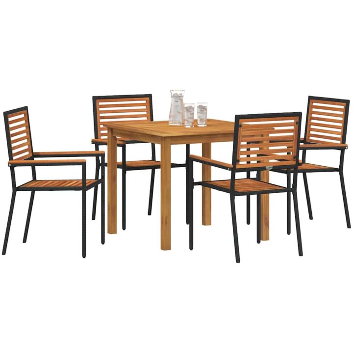 5-delat trädgårds matsalsset i massivt trä och metall vidaXL 85 x 85 x 74 cm – bild 3