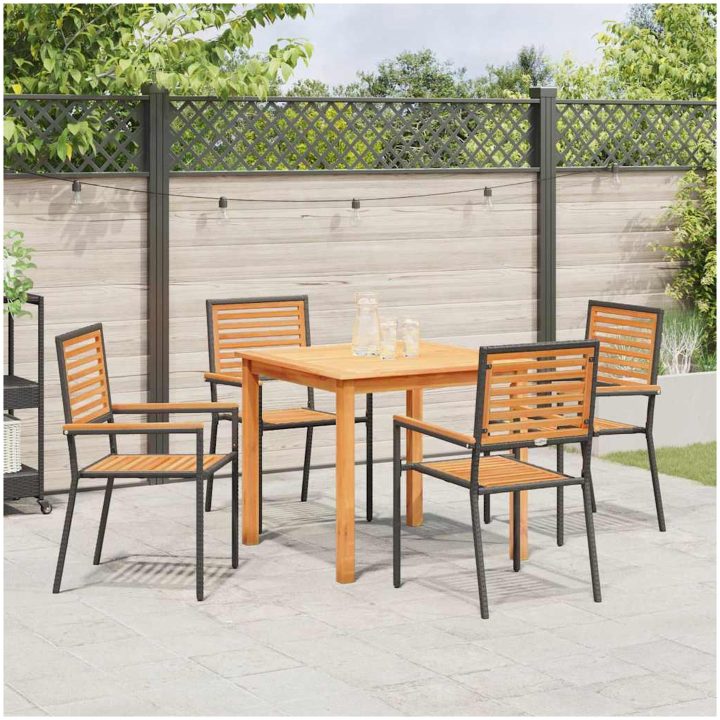 5-delat trädgårds matsalsset i massivt trä och metall vidaXL 85 x 85 x 74 cm – bild 4