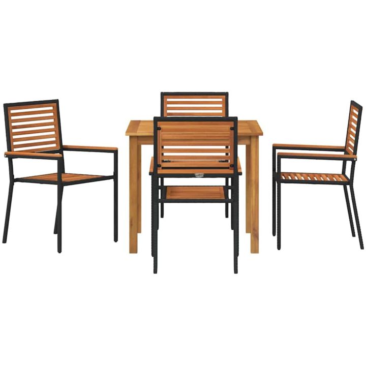 5-delat trädgårds matsalsset i massivt trä och metall vidaXL 85 x 85 x 74 cm – bild 7
