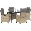 5-delat Trädgårds Matset med Kuddar - Beige Poly Rattan vidaXL 140 x 80 x 73 cm – miniatyr 3