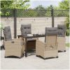 5-delat Trädgårds Matset med Kuddar - Beige Poly Rattan vidaXL 140 x 80 x 73 cm – miniatyr 4