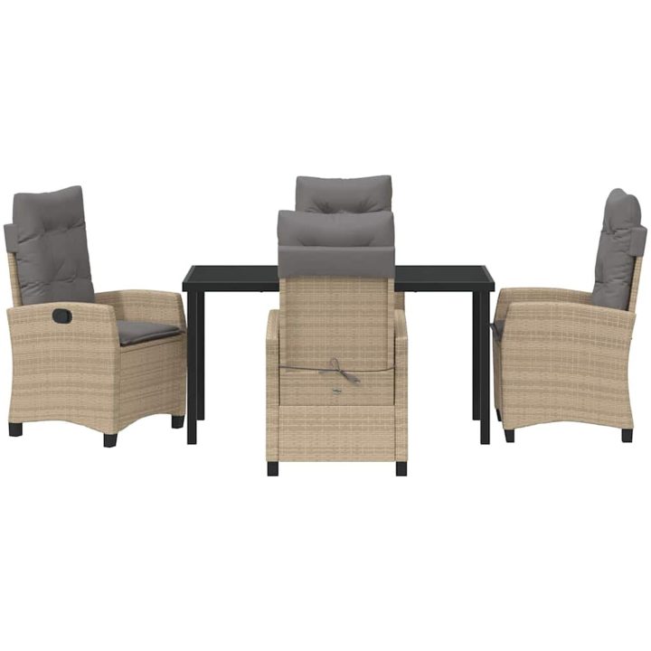 5-delat Trädgårds Matset med Kuddar - Beige Poly Rattan vidaXL 140 x 80 x 73 cm – bild 7