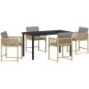 5-delat Trädgårds-Middagsset med kuddar, beige, poly rattan. vidaXL 140 x 80 x 73 cm – miniatyr 2