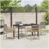 5-delat Trädgårds-Middagsset med kuddar, beige, poly rattan. vidaXL 140 x 80 x 73 cm – miniatyr 4