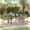 5-delat Trädgårds-Middagsset med kuddar, beige, poly rattan. vidaXL 140 x 80 x 73 cm – miniatyr 1