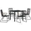 5-delat Trädgårdsbord Set Svart PVC Rattan vidaXL 80 x 80 x 73 cm – miniatyr 2