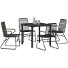 5-delat Trädgårdsbord Set Svart PVC Rattan vidaXL 80 x 80 x 73 cm – miniatyr 3