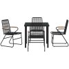 5-delat Trädgårdsbord Set Svart PVC Rattan vidaXL 80 x 80 x 73 cm – miniatyr 6