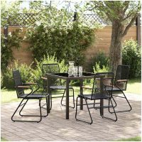 5-delat Trädgårdsbord Set Svart PVC Rattan vidaXL