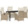 5-delat trädgårdsbordset i beige poly rattan vidaXL 140 x 70 x 73 cm – miniatyr 2