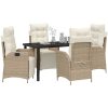 5-delat trädgårdsbordset i beige poly rattan vidaXL 140 x 70 x 73 cm – miniatyr 3