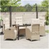 5-delat trädgårdsbordset i beige poly rattan vidaXL 140 x 70 x 73 cm – miniatyr 4