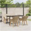 5-delat trädgårdsdining set beige poly rotting vidaXL 140 x 70 x 74 cm – miniatyr 4