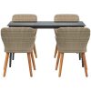 5-delat trädgårdsdining set beige poly rotting vidaXL 140 x 70 x 74 cm – miniatyr 7