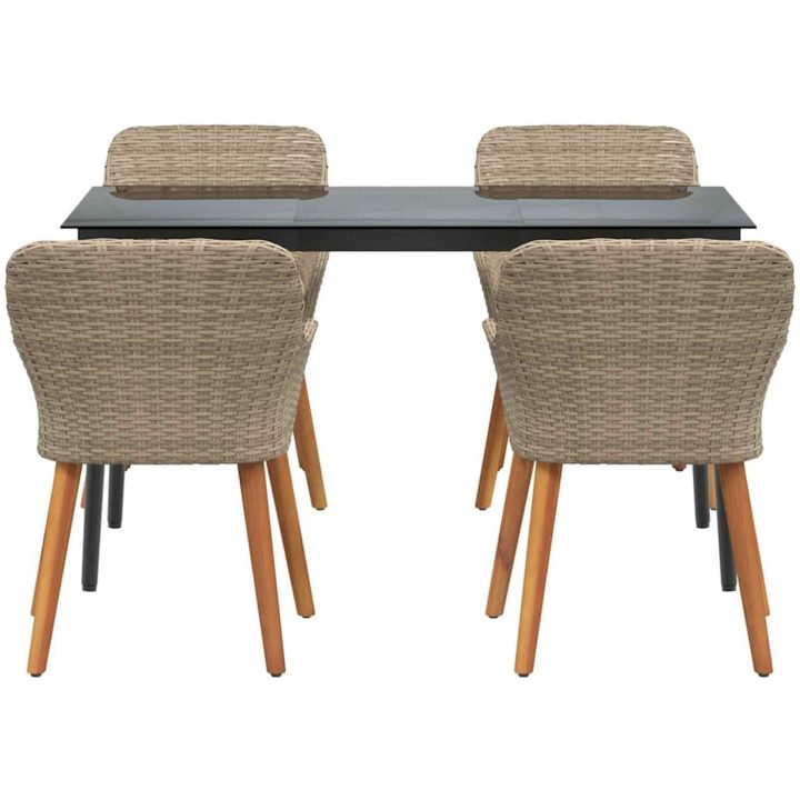 5-delat trädgårdsdining set beige poly rotting vidaXL 140 x 70 x 74 cm – bild 7