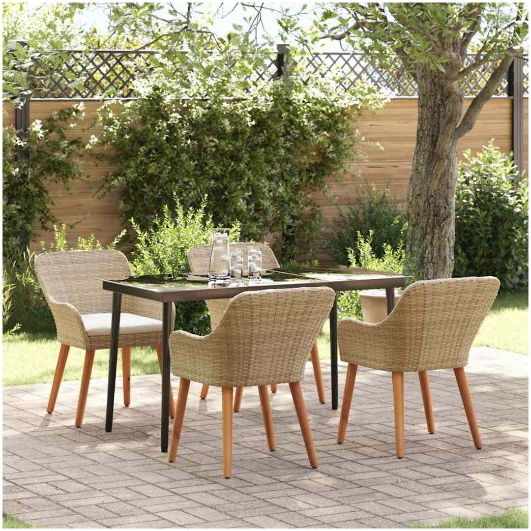5-delat trädgårdsdining set beige poly rotting vidaXL 140 x 70 x 74 cm