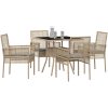 5-delat trädgårdsdining-set beige poly rotting vidaXL 80 x 80 x 75 cm – miniatyr 3