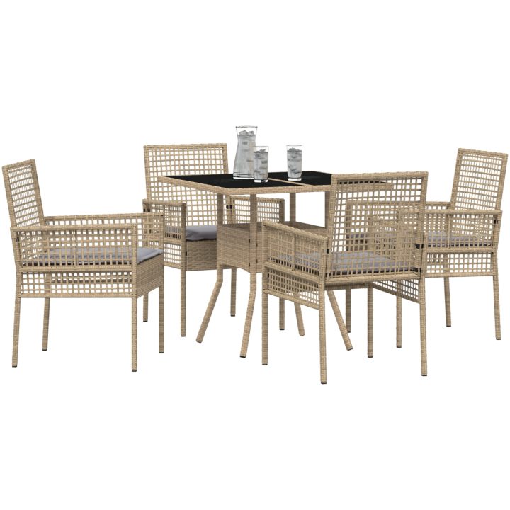 5-delat trädgårdsdining-set beige poly rotting vidaXL 80 x 80 x 75 cm – bild 3
