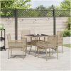 5-delat trädgårdsdining-set beige poly rotting vidaXL 80 x 80 x 75 cm – miniatyr 4
