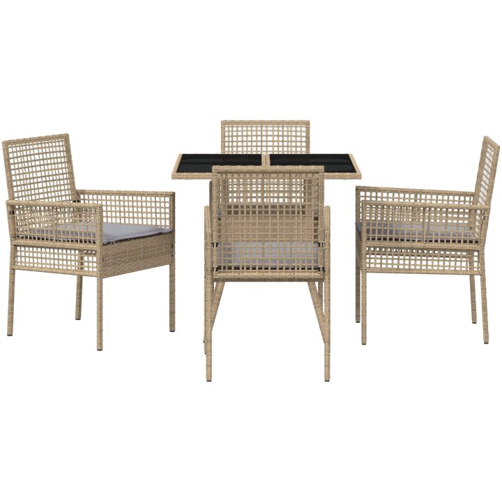 5-delat trädgårdsdining-set beige poly rotting vidaXL 80 x 80 x 75 cm – bild 7
