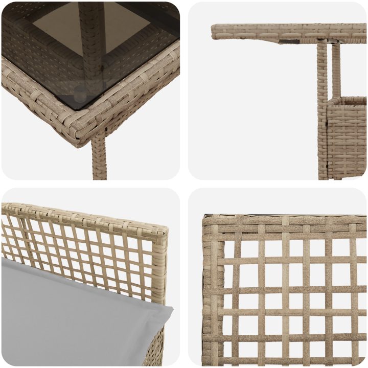 5-delat trädgårdsdining-set beige poly rotting vidaXL 80 x 80 x 75 cm – bild 9