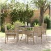 5-delat trädgårdsdining-set beige poly rotting vidaXL 80 x 80 x 75 cm – miniatyr 1