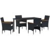 5-delat Trädgårdsdining Set i Svart Poly Rattan vidaXL 140 x 70 x 73 cm – miniatyr 2