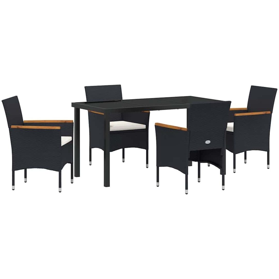 5-delat Trädgårdsdining Set i Svart Poly Rattan vidaXL 140 x 70 x 73 cm – bild 2