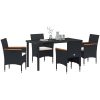 5-delat Trädgårdsdining Set i Svart Poly Rattan vidaXL 140 x 70 x 73 cm – miniatyr 3