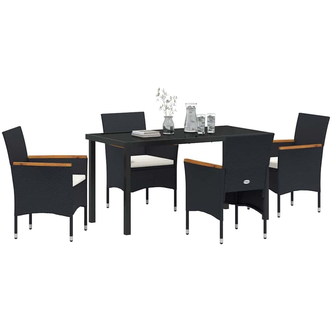5-delat Trädgårdsdining Set i Svart Poly Rattan vidaXL 140 x 70 x 73 cm – bild 3
