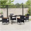 5-delat Trädgårdsdining Set i Svart Poly Rattan vidaXL 140 x 70 x 73 cm – miniatyr 4