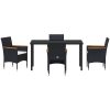5-delat Trädgårdsdining Set i Svart Poly Rattan vidaXL 140 x 70 x 73 cm – miniatyr 6