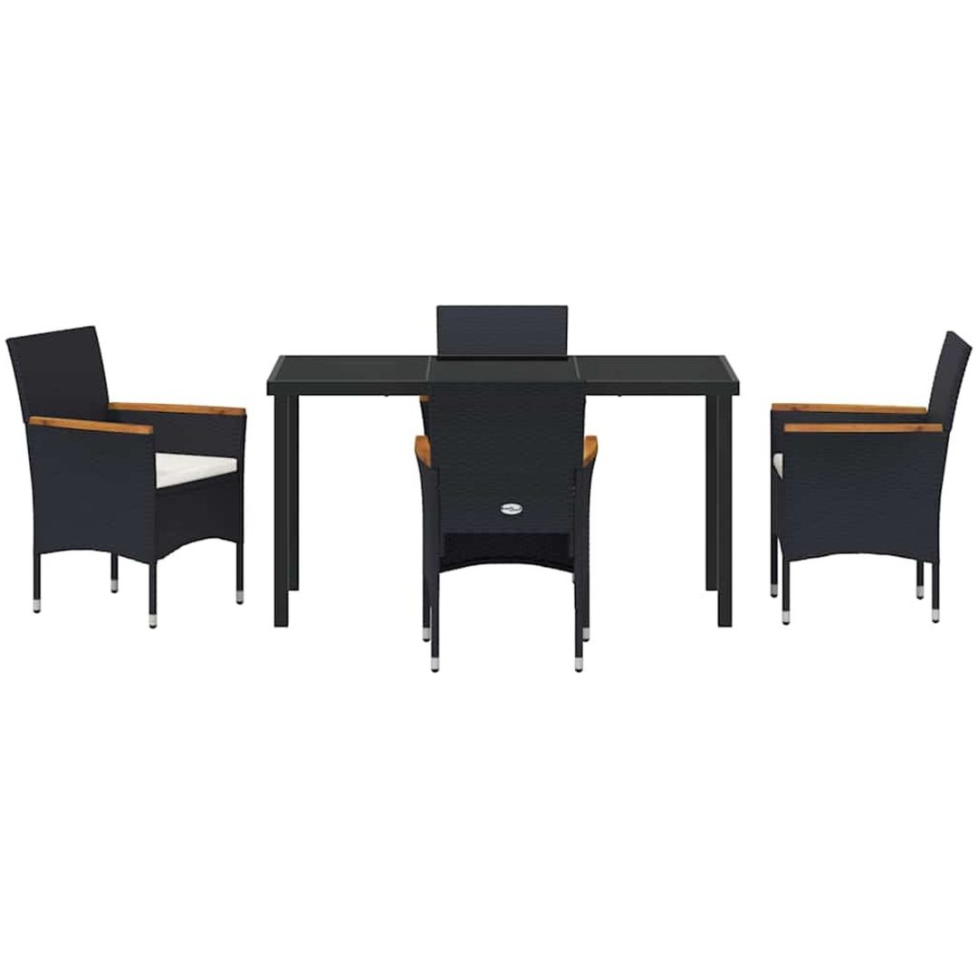 5-delat Trädgårdsdining Set i Svart Poly Rattan vidaXL 140 x 70 x 73 cm – bild 6